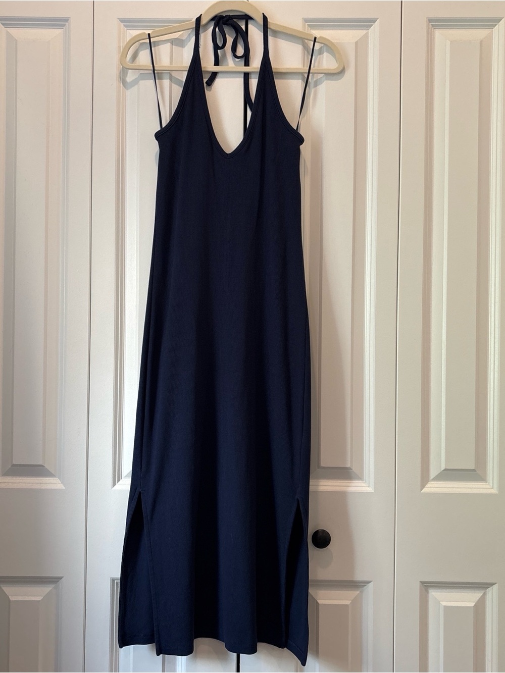 Old Navy Navy Halter Maxi Dress with Side Slits